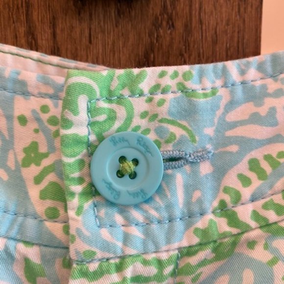 LILLY PULITZER WALSH Shorts Get Crackin Blue & Green Crab Print SZ 00 - Picture 10 of 11